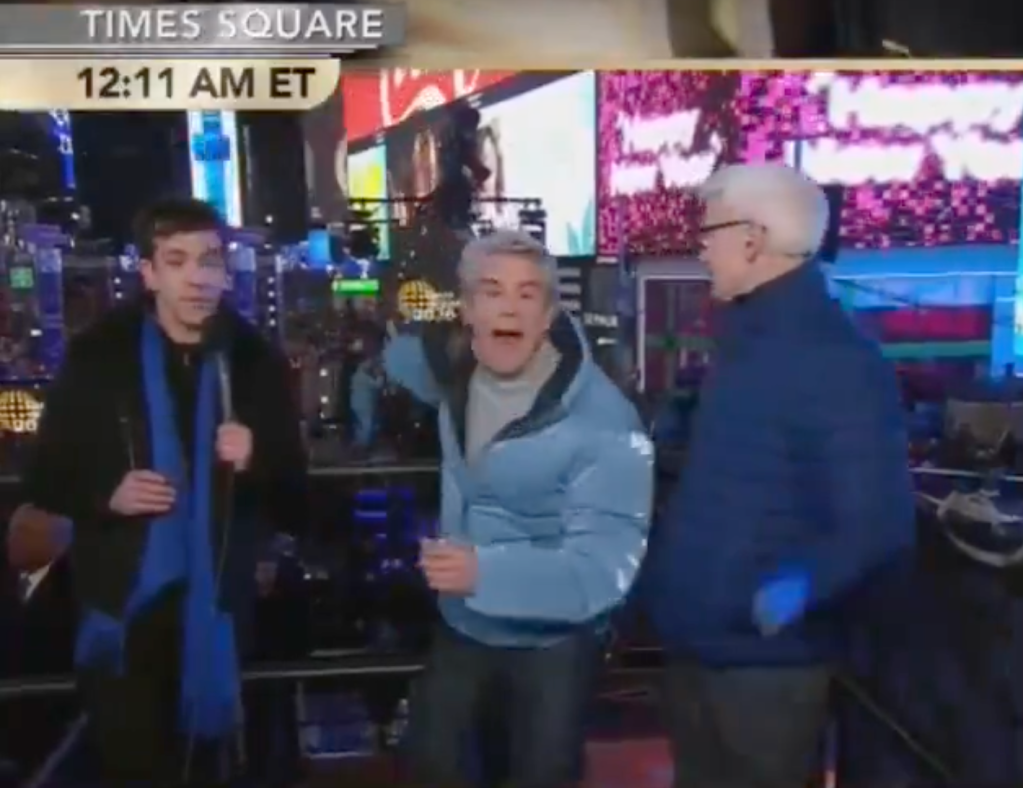 Cohen was on stage with co-host Anderson Cooper and 